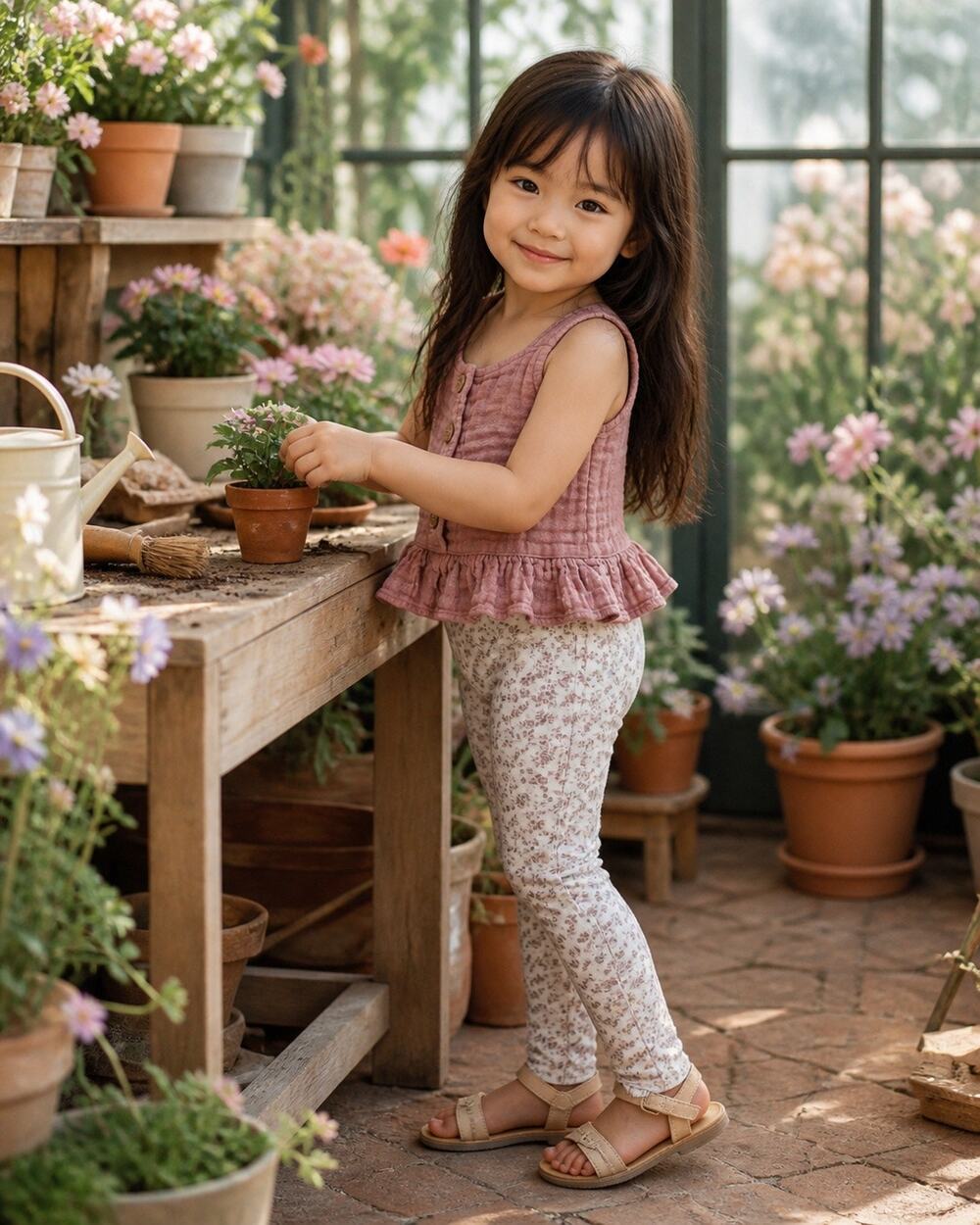 Jamie Kay Organic Dusty Mauve Peplum + Floral Leggings 3/4